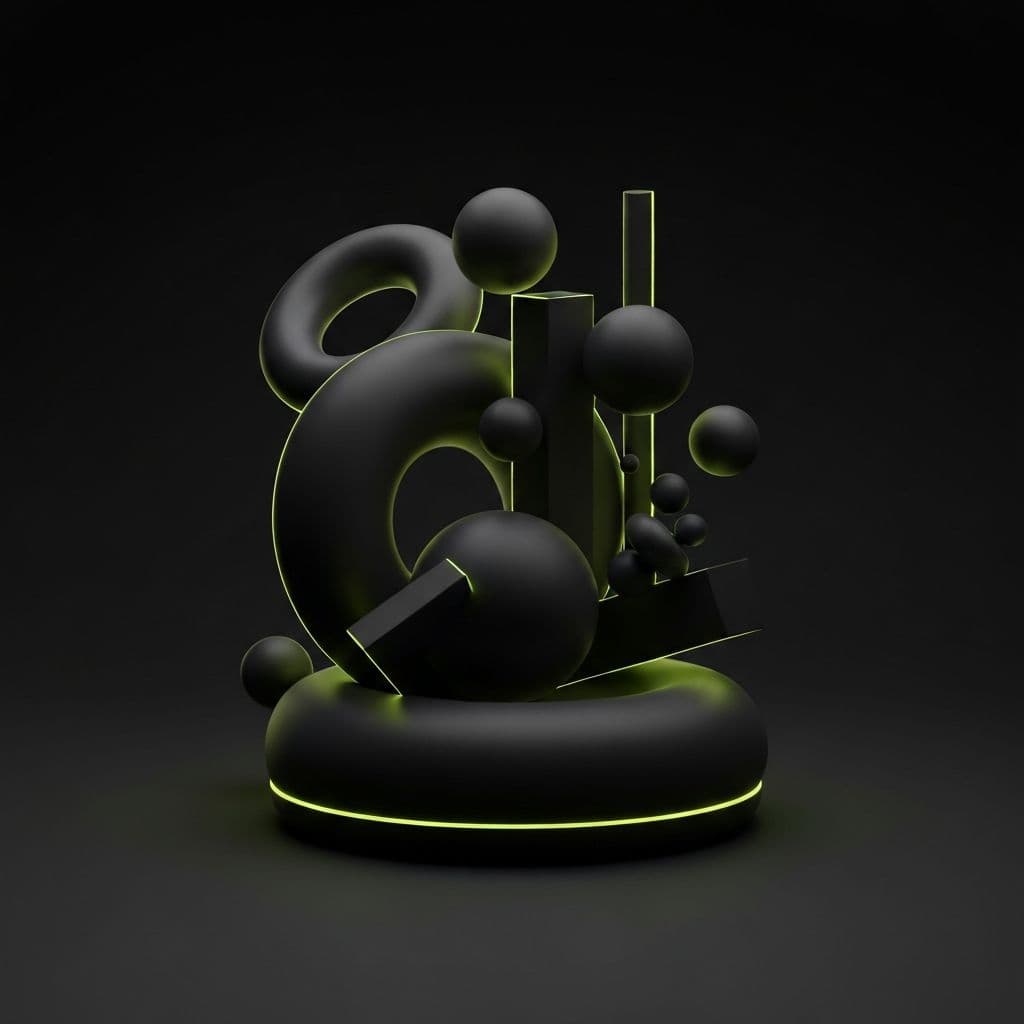 Abstract 3D geometric composition representing technical precision meets creative thinking
